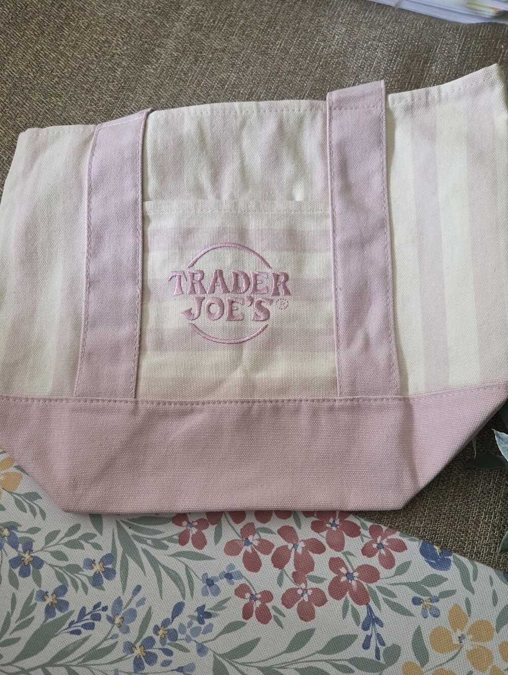 Trader Joe's Pink Striped Canvas Mini Tote - Picture 2 of 6